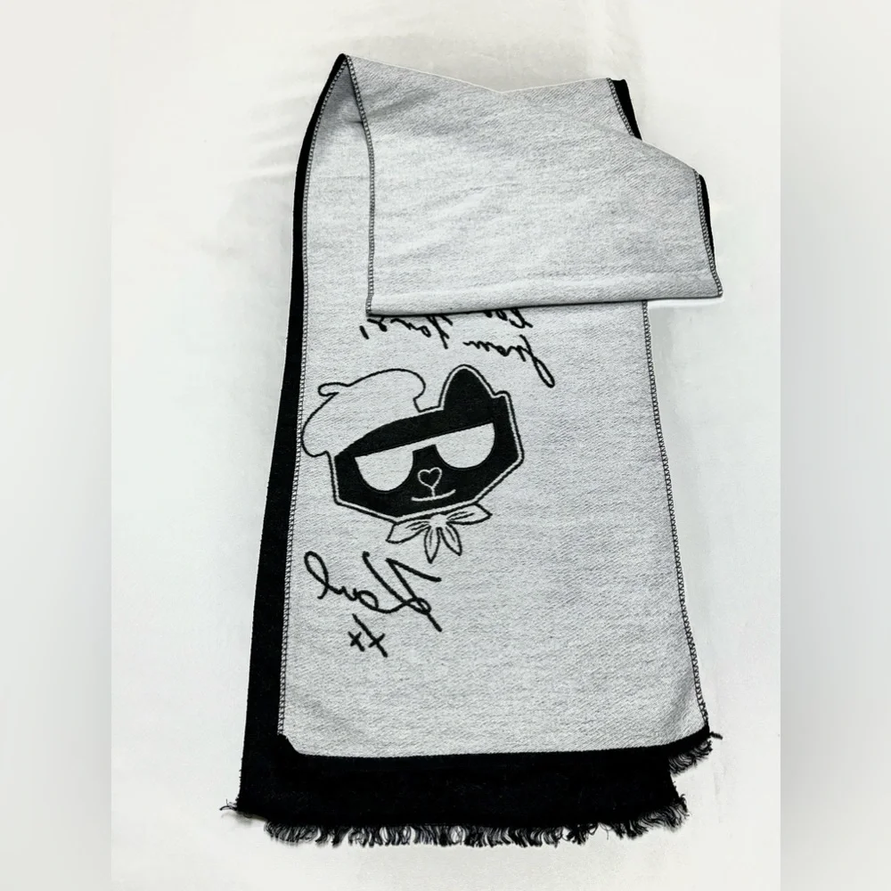 SCARF CHOUPETTE AND KRYSTAL EIFFEL MUFFLER SCARF Unisex black/grey embellished